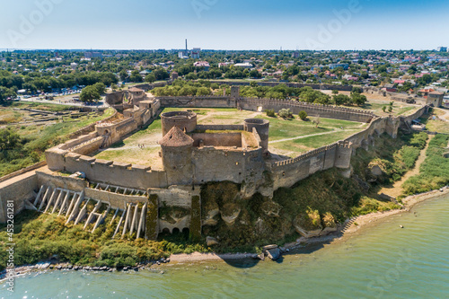 Aerial summer daytime view of Akkerman fortress in Bilhorod-Dnistrovsky, Odessa region, Ukraine, 2021.