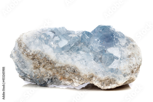 Macro mineral stone Celestine in the breed a white background