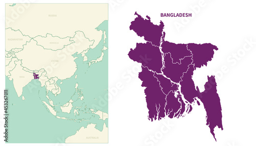 Bangladesh map. map of Bangladesh and neighboring countries.