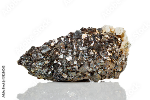 Macro mineral stone Arsenopyrite on a white background