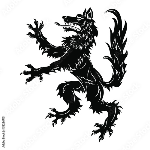 Black Wolf White Background Coat Arms Vintage