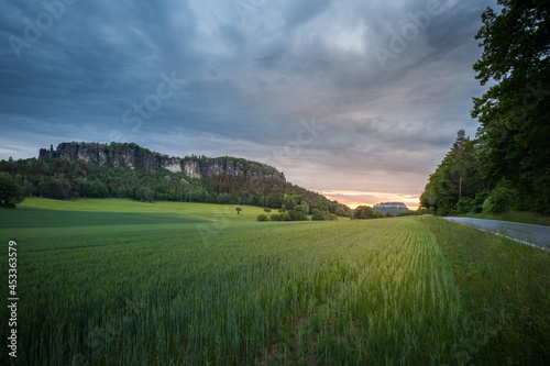 sundown close to pfaffstein in saxon switzerland