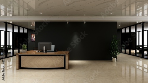 modern receptionist office for company logo mockup
