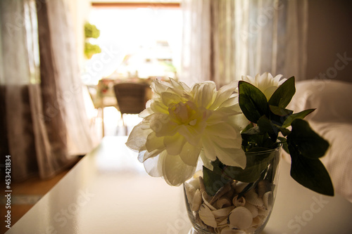 Decoration Of An Apartment. Interior Of A House Overlooking The Garden.