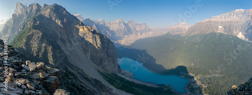 Unusuall view of the famous Morraine Lake, Banff national park, Alberta Canada