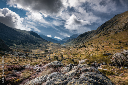 Beautiful french pyrenean landscape with incredible sky