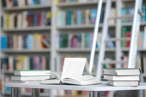 Leased academic literature placed on the desk