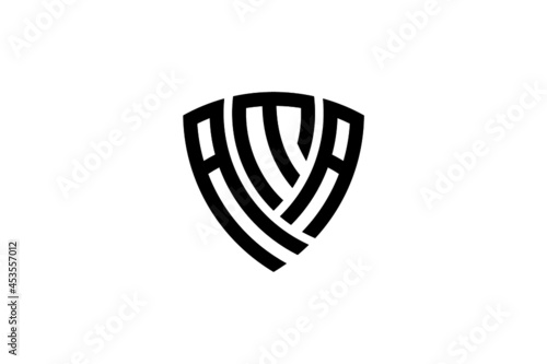 ama creative letter shield logo design vector icon illustration 