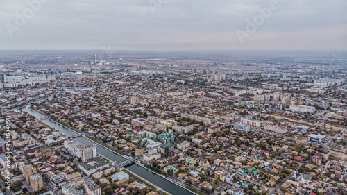 the city of astrakhan in russia from a height
