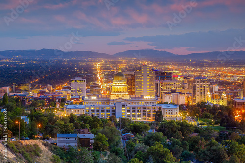Downtown Salt Lake City skyline cityscape of Utah