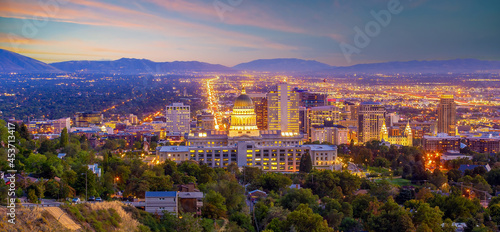 Downtown Salt Lake City skyline cityscape of Utah