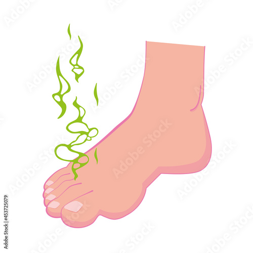 Stinky feet. Bad smelling feet. Vector illustration.