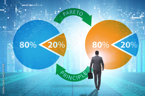 Businessman in pareto rule illustration