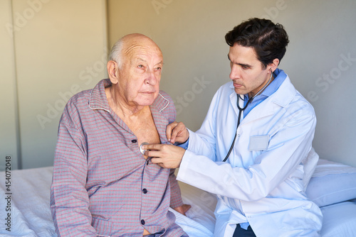 Doctor or nurse eavesdropping on senior patient