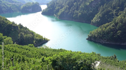 Europe, Italy , Lago di Santa Giustina is a artificial lake in Val di Non in Trentino Alto Adige , Dolomites mountains