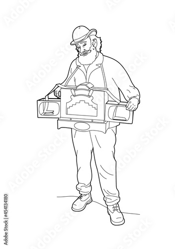 Drawing of a barrel organ player