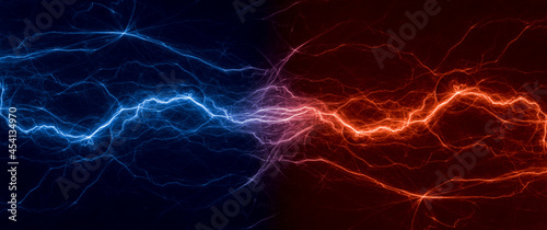 Fire and ice lightning, abstract plasma background 
