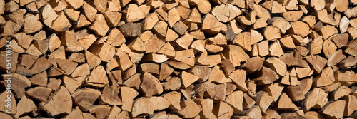 Stack of wood logs, wooden abstract panoramic background