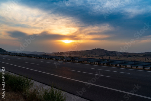Sunset view on highway