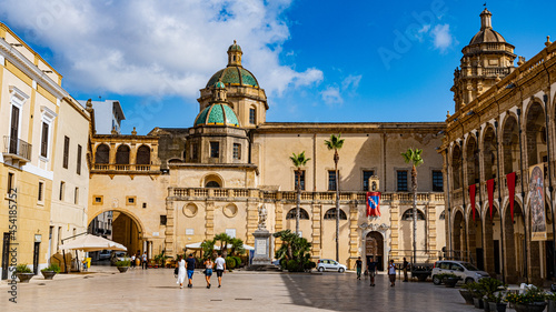 view of the old town of Mazara del Vallo, Sicily, Italy.central square