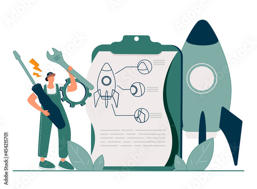 Project implementation abstract concept vector illustration. Project initiation and closure, workflow process, business analysis, vision and scope, management software, deadline abstract metaphor.