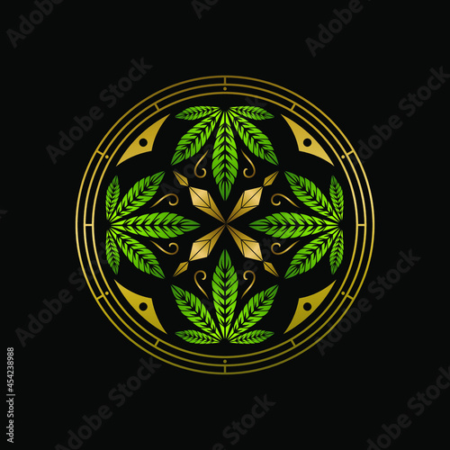 Cannabis Geometric Artdeco Logo 