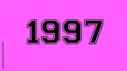 1997 number black lettering pink rose background