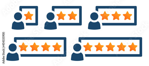 Feedback with satisfaction rating from 1 star to 5 stars icon vector illustration. Rating icon