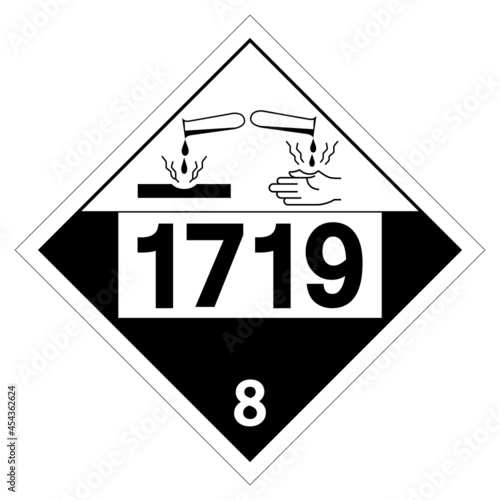UN1719 Class 8 Caustic Alkali Liquids Symbol Sign, Vector Illustration, Isolate On White Background Label. EPS10