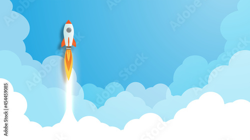 Rocket Launch illustration, startup business concept idea. vector illustration 