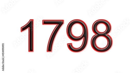 red 1798 number 3d effect white background