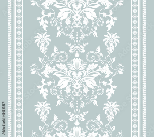 Classic Damask seamless pattern. Monochrome vintage wallpaper. Victorian tile background. Renaissance luxury pattern. Damask vintage gray, white wallpaper. For fabric, print, wedding, web, textile