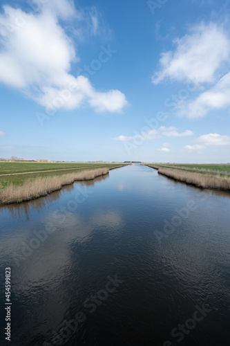 Dutch landscape, polders and water channels in Zeeland, Netherlands