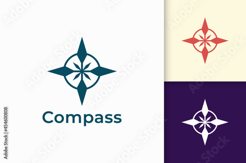 Compass logo in modern shape represent adventure and survival