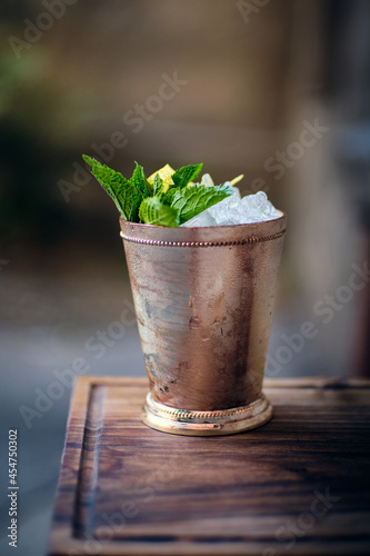 whisry mint julep in silver cup