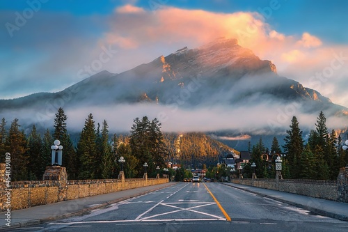 Sunrise Clouds Over A Mountain Road In Banff