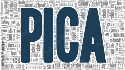 Pica disorder vector illustration word cloud isolated on a white background.