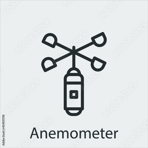 anemometer icon vector icon.Editable stroke.linear style sign for use web design and mobile apps,logo.Symbol illustration.Pixel vector graphics - Vector