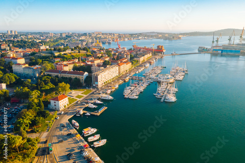 Aerial drone photo of famous european city of Pula.