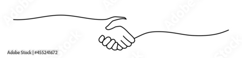Handshake, agreement, introduction banner hand drawn with single line
