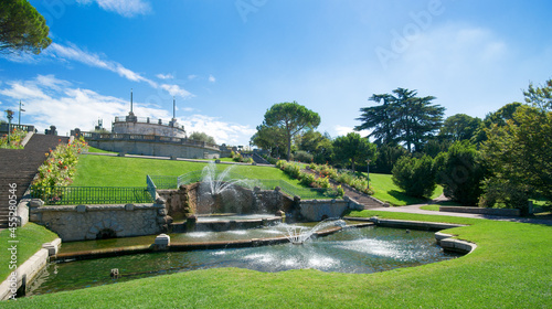 Remarkable fountains and staircase in Jouvet Park in Valence, Drôme, France