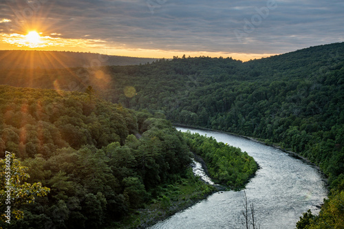 Delaware river setting sun perspective, New York state 