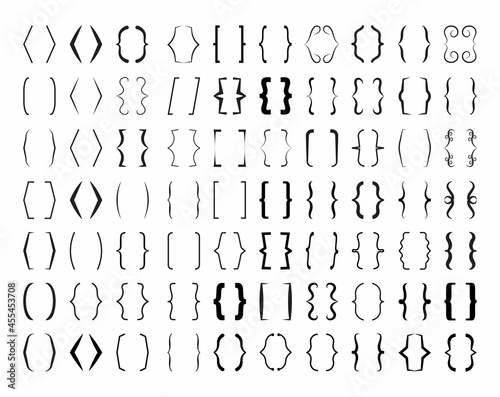 Curly brace set vector. Text brackets collection for messages, quotas.