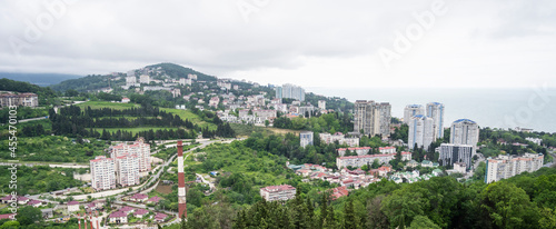 Panoramic view of the city of Sochi in Russia. Cloudy Day May 22, 2021