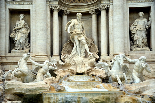 ITALY- Rome, the Trevi Fountain represents Ocean on a chariot pulled by sea horses and tritons. ... The sculptor Nicola Salvi was chosen who began the work in 1732