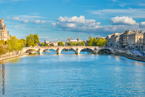 Paris cityscape with view over Seine river on Grand Palais and Quai d’Orsay