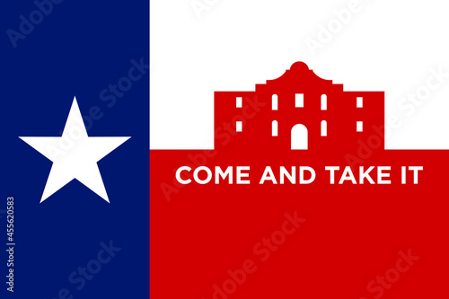 San Antonio, Texas Flag. The Alamo Building. Vector Illustration.