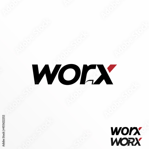 Letter or writing WORX sans serif font with arrow image graphic icon logo design abstract concept vector stock. Can be used as a symbol related to initial.
