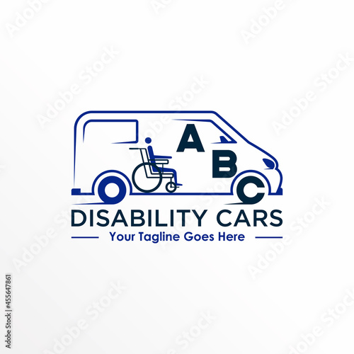Vans car and wheelchair image graphic icon logo free design abstract concept vector stock. Can be used as a symbol related to disability or transportation.