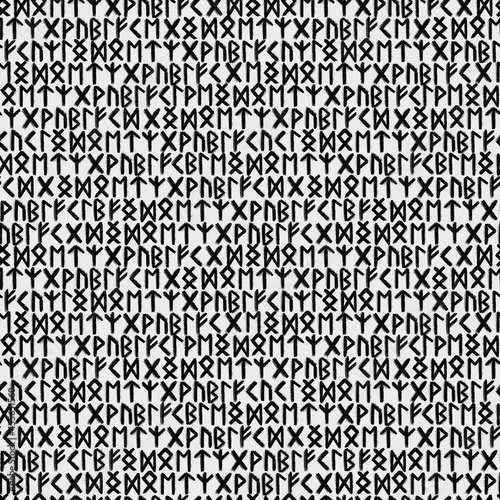 Seamless pattern with ancient runes on a white background
